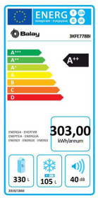 Balay 3KFE778BI - Frigorífico Combi 203x70 NoFrost Cristal Negro A++