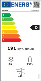 	Siemens KG36NXIDA - Frigorífico combi de 186x60x66cm Inox Anithuellas D
