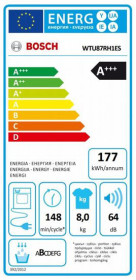 Bosch WTU87RH1ES - Secadora Bomba de Calor 8Kg Clase A+++ Blanco