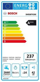 Bosch SME68TX26E - Lavavajillas Integrable 60cm 14 Cubiertos A+++