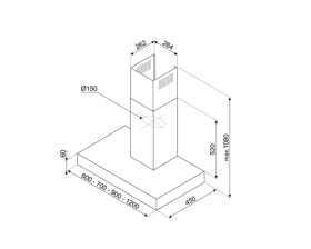 Smeg KBT900XE - Campana extractora de pared de 90cm Acero inox