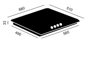 Vitrokitchen EN72IN - Placa Gas Natural 5 Fuegos para hueco standard Inox