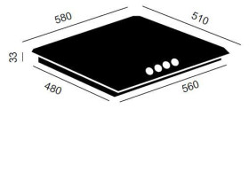 Vitrokitchen CG65NN - Placa Gas Natural 3 Fuegos Cristal Negro