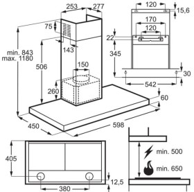 Aeg DBB3651M - Campana Decorativa de Pared 60 cm Clase C Inox