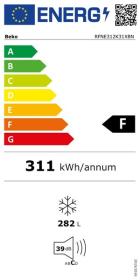Beko RFNE312K31XBN - Congelador Vertical NoFrost 185x59.5cm Look Inox F