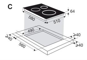 Brandt BPI6314B - Placa de inducción de 3 fuegos de 16, 18 y 28 cm