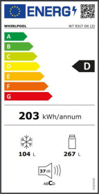 Whirlpool W7 931T OX - Frigorífico D/A+++ 202,7 x 59,6 cm No Frost inox