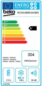 Beko RCNA366K34XBN - Frigorífico combi Look Inox 185,2x59.5cm A+