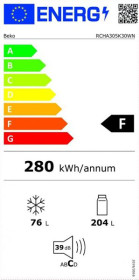 Beko RCHA305K30WN - Frigorífico Combi 182,4x54cm Semi Nofrost F Blanco