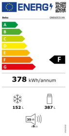 Beko GNE60531XN - Frigorífico americano de 182 x 84 x 80,1 cm F