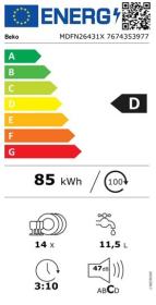 Beko MDFN26431X - Lavavajillas 14 Cubiertos Clase D Inox 60cm