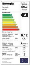Lg F4J8FH2W - Lavasecadora 9/6 Kg 1400rpm Inverter Vapor Clase A