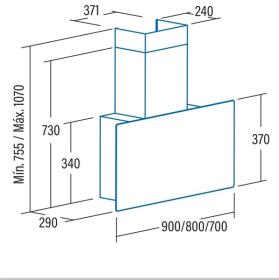 Cata 02133406 - Campana decorativa de pared GRECO 70 BK Vertical