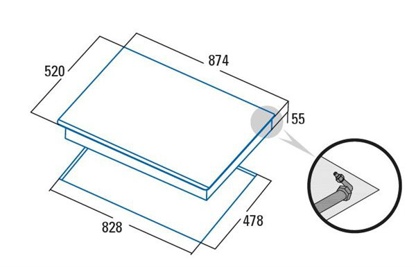 Cata 08005404 - Placa de Gas Natural LCI 9041 BK 87cm 5 Quemadores Negro