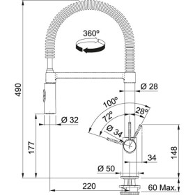 Franke 115.0486.993 - Grifo Fox Pro Centinox Semi-Pro Cromo