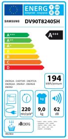Samsung DV90T8240SH/S3 - Secadora Bomba de Calor 9Kg Inverter Clase A+++