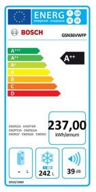Bosch GSN36VWFP - Congelador vertical No Frost A++ 186,0 x 60,0 cm blanco