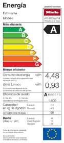 Etiqueta energética Lavadora-secadora Miele WT K-LINIE KOM. WTH120 WPM PWash 2.0 & TDos