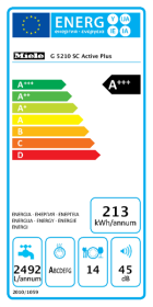 Etiqueta energética Lavavajillas Miele G7000 G 5210 SC Active Plus