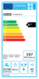 Etiqueta energética Lavavajillas Miele G5400 G 5640 SC SL