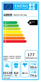 Etiqueta energética Lavadora Miele WA C-LINIE 64 L WED125 WCS 8kg