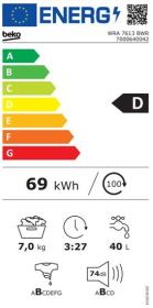 Beko WRA 7613 BWR - Lavadora de 7kg con vapor 1200rpm Clase D