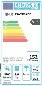 LG F4WT409AIDD - Lavadora Inteligente 9 Kg 1400 Rpm Clase A+++(-30%) Blanca