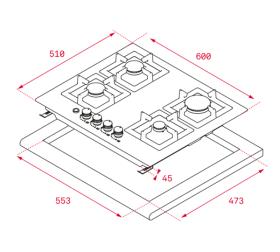 Teka 40214060 - Placa EFX 60.1 4G AI AL DR Gas Butano 4 Zonas 60 Cm Inox