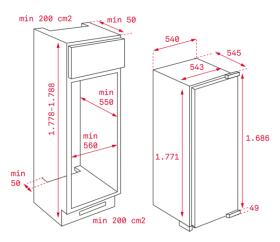 Teka 113470002 - Frigorífico TKI2 300 Integrado 177.5x54 Cm Clase A+