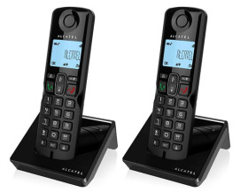 Alcatel S250 Dúo - Dos teléfonos inalámbricos en color negro con bases