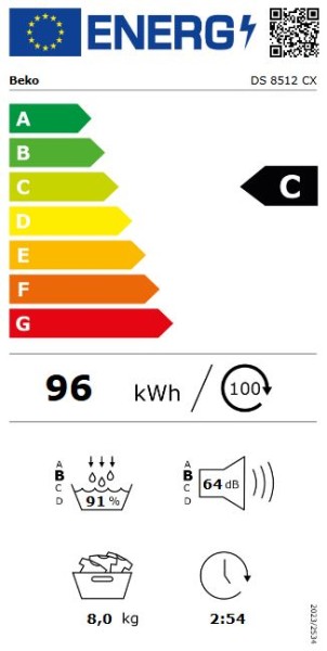 Beko DS 8512 CX Secadora bomba de calor 8kg A+++ 16 programas