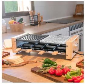Cecotec 03100 - Raclette para Queso Grill 8400 Wood MixGrill 1200W