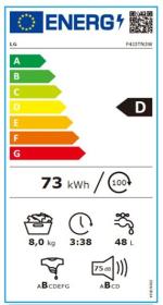 Lg F4J3TN3W - Lavadora Inverter Direct Drive de 8kg 1400 rpm Clase D
