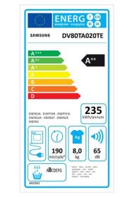 Samsung DV80TA020TEEC - Secadora bomba de calor 8 Kg A++ Blanco
