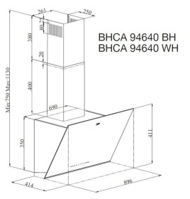 Beko BHCA94640BH - Campana Inclinada 90cm Clase A Cristal Negro