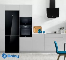 Balay Pack Cristal Negro - Microondas, Horno, Campana y Frigorífico