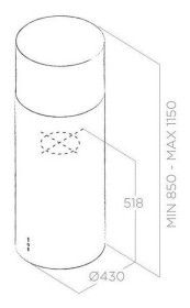 Elica PRF0090718B - Campana extractora de isla Tube Pro Island 43 cm blanco