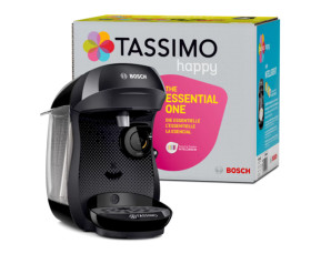 Bosch TAS1002 - Cafetera Multibebida TASSIMO HAPPY 40 Bebidas Negra