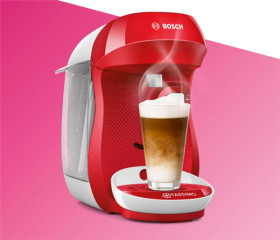Bosch TAS1006 - Cafetera Multibebida TASSIMO HAPPY 40 Bebidas Roja/Blanca