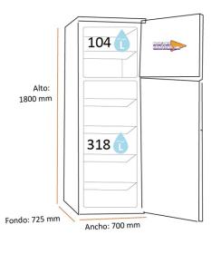 Whirlpool WT70E 831 X - Frigorífico inox de 2 puertas 180 x 70 x 72.5 cm