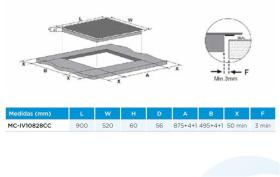 Midea Perfection - Placa inducción de 90cm 2 Zonas Flex Biselada