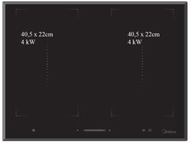 Midea Duo Flex - Placa inducción 60cm 4 zonas flex Funciones especiales