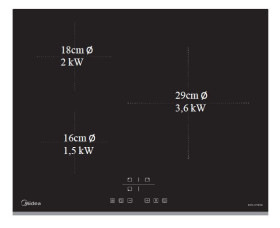 Midea MC-IT7118B3-A2E - Placa de Inducción 60 cm con 3 Zonas
