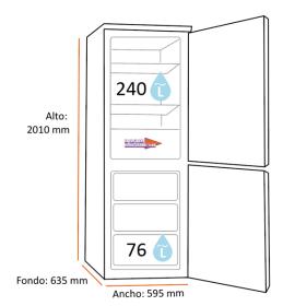 Midea MB468A2W - Frigorífico Light Combi NoFrost 201x59.5x63.5 Cm A++ Blanco