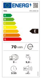 Teka 114320001 - Lavavajillas DFS 24650 45 Cm 9 Cubiertos Clase E Inox