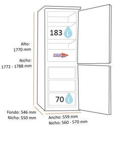 Miele KFN 7734 F - Frigorífico combi integrado DynaCool 177 x 55,9 x 54,6 cm