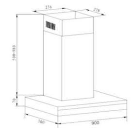 Fagor 3CFS-9060X - Campana Decorativa de Pared 90 Cm Clase A+ Inox