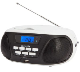 Aiwa BBTU-300BW - Radio Portátil CD, MP3, USB y Bluetooth AM/FM Blanco