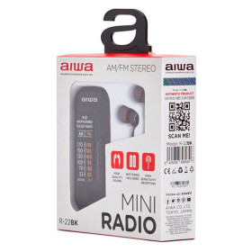 Aiwa R-22BK - Mini radio AM/FM Stéreo en color negro Solo 35 gramos