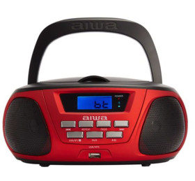 Aiwa BBTU-300RD - Radio Portátil CD, MP3, USB y Bluetooth AM/FM Rojo